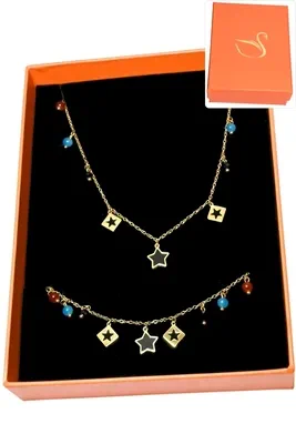 Coffret cadeaux orange parure bijoux étoile Or