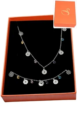 Coffret cadeaux orange parure bijoux Argent