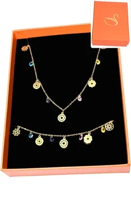 Coffret cadeaux orange parure bijoux soleil Or