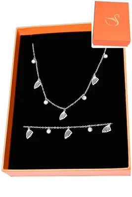 Coffret cadeaux orange parure bijoux feuille Argent