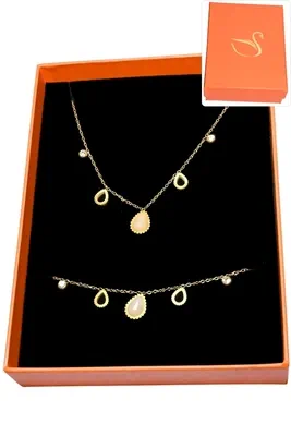 Coffret cadeaux orange parure bijoux goutte Or