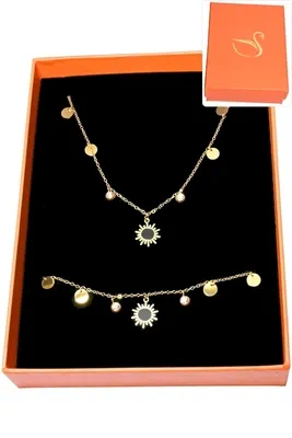 Coffret cadeaux orange parure bijoux soleil Or