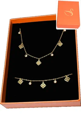 Coffret cadeaux orange parure bijoux Or