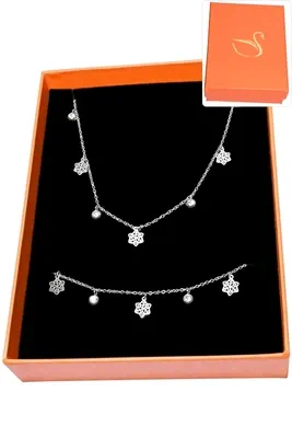 Coffret cadeaux orange parure bijoux fleur Argent