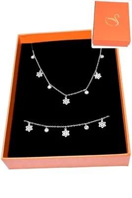 Coffret cadeaux orange parure bijoux fleur Argent
