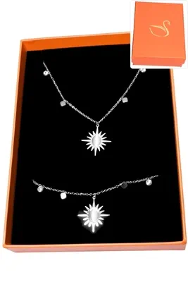 Coffret cadeaux orange parure bijoux soleil Argent
