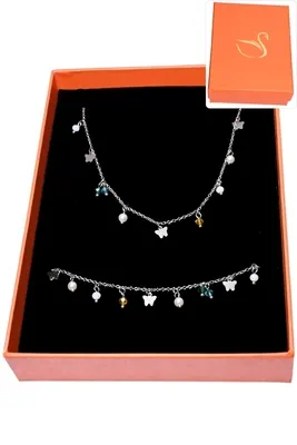 Coffret cadeaux orange parure bijoux coeur Argent