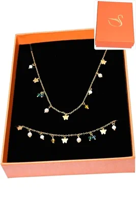 Coffret cadeaux orange parure bijoux papillon Or