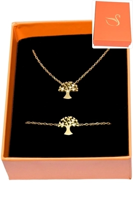 Coffret bijoux cadeaux arbre de la vie Or 062615 