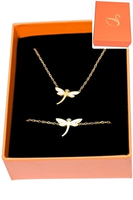 Coffret bijoux cadeaux libellule Or 1DC2B9 