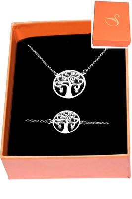 Coffret bijoux cadeaux arbre de la vie Argent 30F8F3 