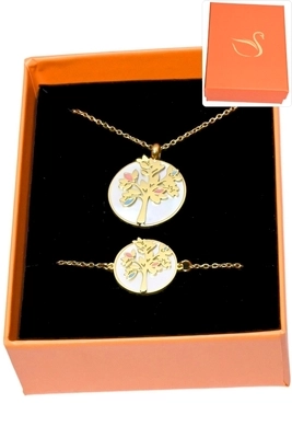 Coffret bijoux cadeaux arbre de la vie Or D4CF40 