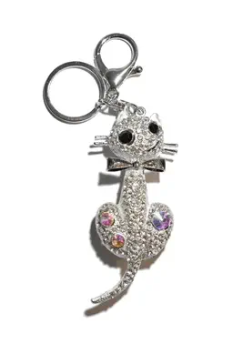 porte-cle chat Argent
