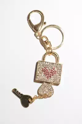 porte-cle clé Ã  cadenas Or