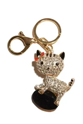porte-cle chat Or