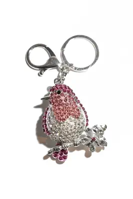 porte-cle oiseau Rose
