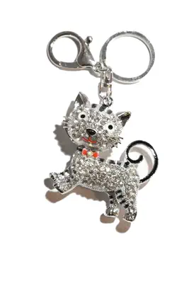 porte-cle chat Argent