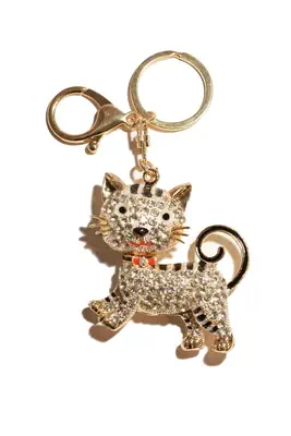 porte-cle chat Or