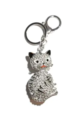 porte-cle chat Argent