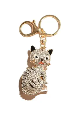 porte-cle chat Or