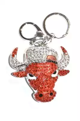 porte-cle tête de vache multicolore