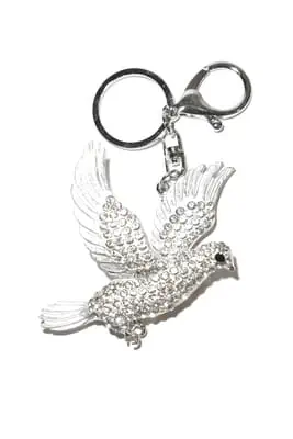 porte-cle colombe oiseau multicolore