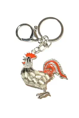 porte-cle coq multicolore